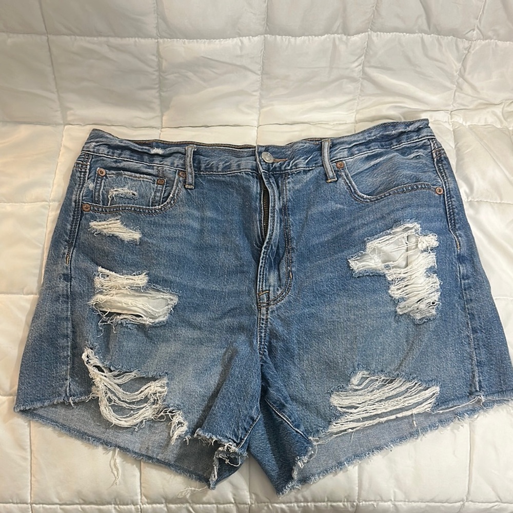 American Eagle Outfitters Blue Distressed Jean Shorts